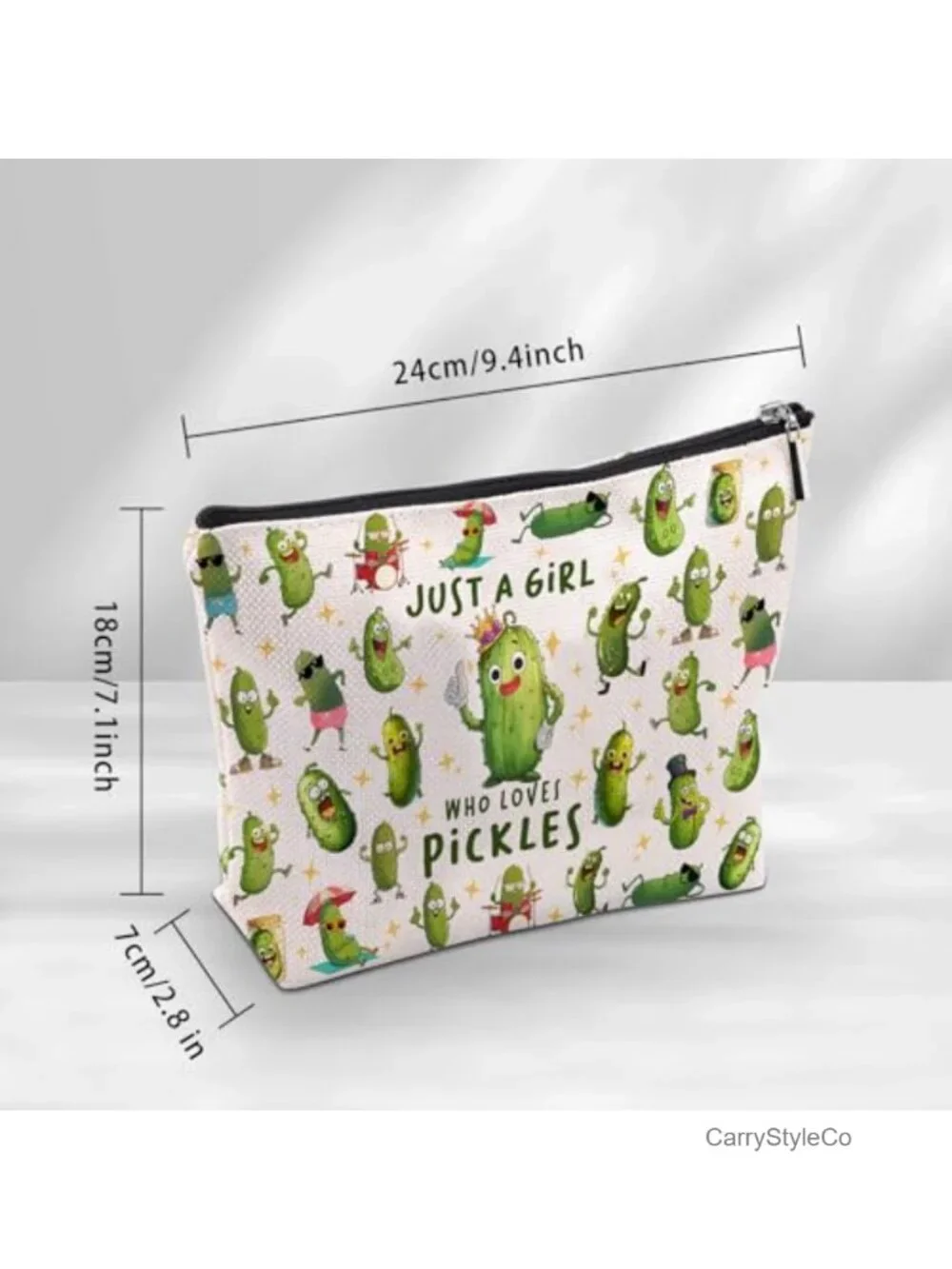 Canvas Pickle Makeup Bag - Zipper Cosmetic Travel Toiletry Pouch